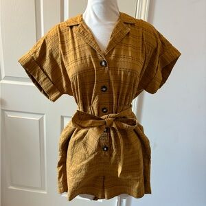 Madewell Golden Yellow Button-Up Romper NWT Sz M